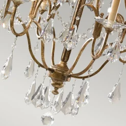 Kroonluchter Valentina, 6-lamps, brons/kristal