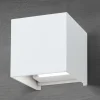 Kubusvormig LED buitenwandlamp Cube in wit