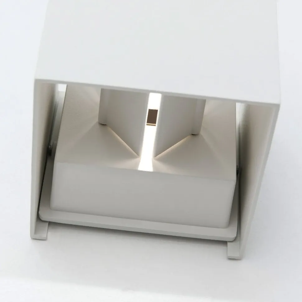 Kubusvormig LED buitenwandlamp Cube in wit