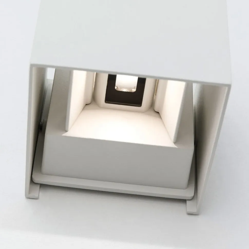 Kubusvormig LED buitenwandlamp Cube in wit