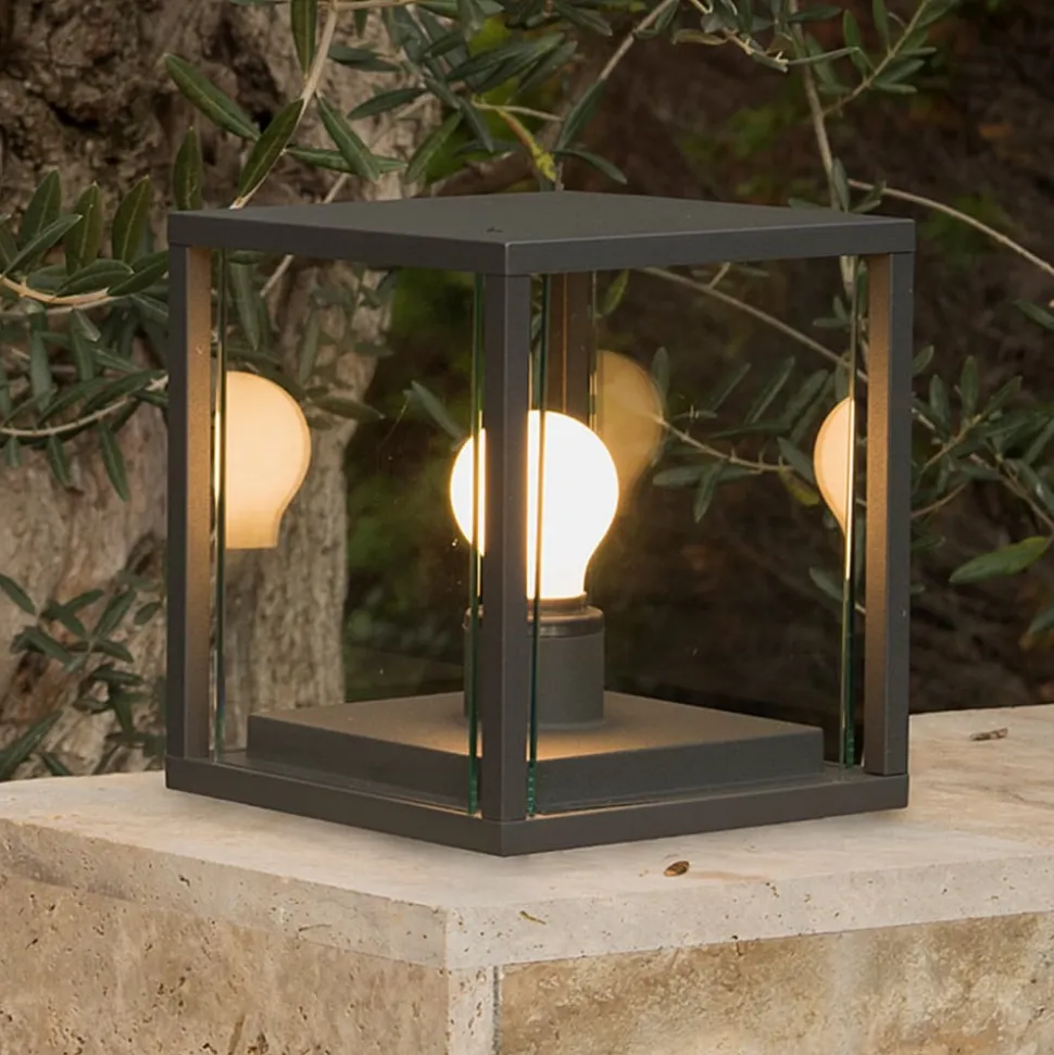 Kubusvormige Nala sokkellamp in donkergrijs