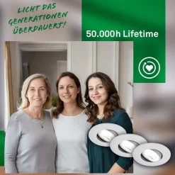 Kulana A inbouwlamp, mat chroom, 4000K, set van 3