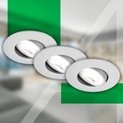 Kulana A inbouwlamp, mat chroom, 4000K, set van 3