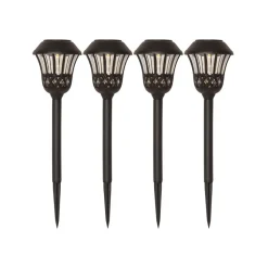 Lace LED grondspies lamp, zwart, hoogte 31 cm, set van 4