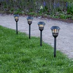 Lace LED grondspies lamp, zwart, hoogte 31 cm, set van 4