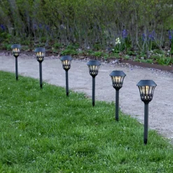 Lace LED grondspies lamp, zwart, hoogte 31 cm, set van 4