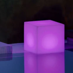 Lamp op zonne-energie Cuby kubus, hoogte 32 cm