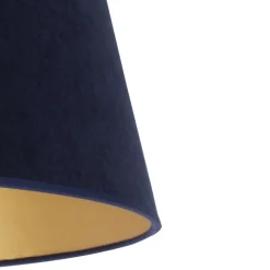 Lampenkap Cone hoogte 18 cm, donkerblauw/goud