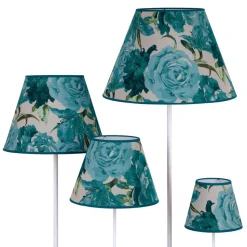 Lampenkap Sofia hoogte 15,5 cm bloemenpatroon turquoise