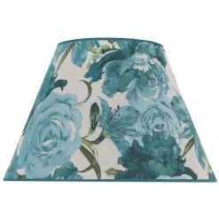 Lampenkap Sofia hoogte 26 cm, bloemenpatroon turquoise