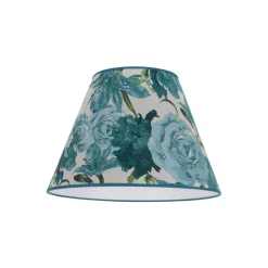 Lampenkap Sofia hoogte 26 cm, bloemenpatroon turquoise