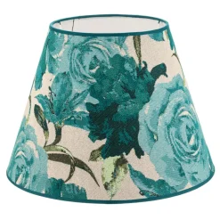 Lampenkap Sofia hoogte 26 cm, bloemenpatroon turquoise