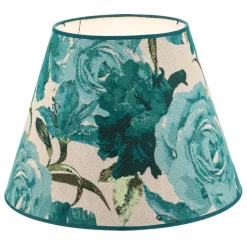 Lampenkap Sofia hoogte 26 cm, bloemenpatroon turquoise