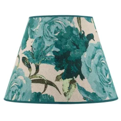 Lampenkap Sofia hoogte 26 cm, bloemenpatroon turquoise