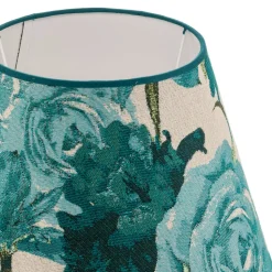 Lampenkap Sofia hoogte 26 cm, bloemenpatroon turquoise