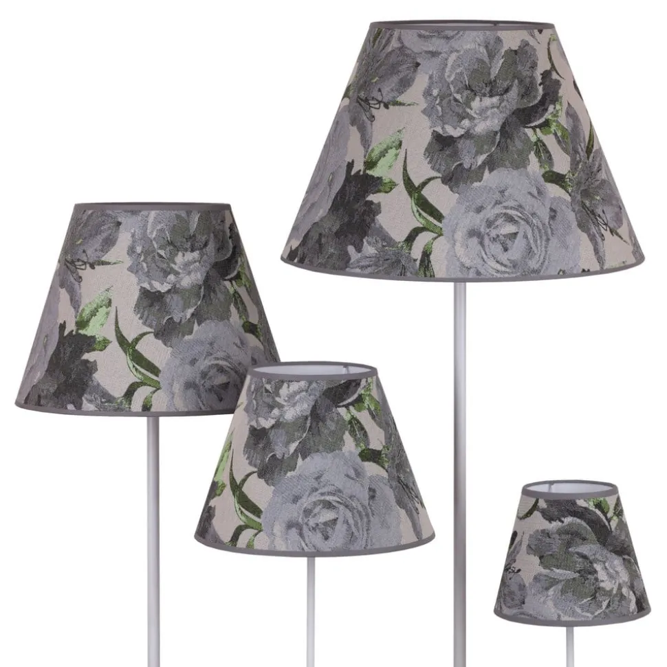 Lampenkap Sofia hoogte 21 cm, bloemenpatroon grijs