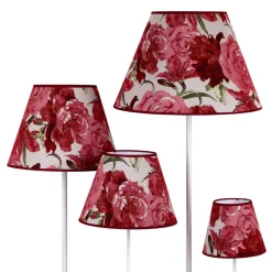 Lampenkap Sofia hoogte 21 cm, bloemenpatroon rood