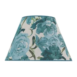 Lampenkap Sofia hoogte 31 cm, bloemenpatroon turquoise