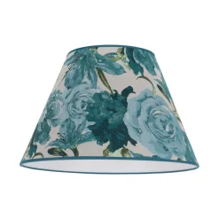 Lampenkap Sofia hoogte 31 cm, bloemenpatroon turquoise