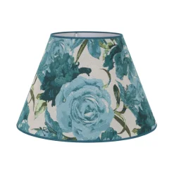 Lampenkap Sofia hoogte 31 cm, bloemenpatroon turquoise