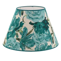 Lampenkap Sofia hoogte 31 cm, bloemenpatroon turquoise