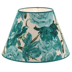 Lampenkap Sofia hoogte 31 cm, bloemenpatroon turquoise