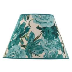 Lampenkap Sofia hoogte 31 cm, bloemenpatroon turquoise