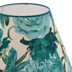 Lampenkap Sofia hoogte 31 cm, bloemenpatroon turquoise