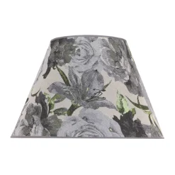 Lampenkap Sofia hoogte 31 cm, bloemenpatroon grijs