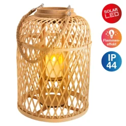 Lampionmand LED op zonne-energie, bamboe, hoogte 38 cm, naturel