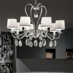 8-lamps kroonluchter Anouk zilver