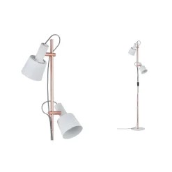 2-lamps vloerlamp Haldar in wit/koper