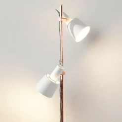 2-lamps vloerlamp Haldar in wit/koper