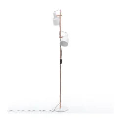 2-lamps vloerlamp Haldar in wit/koper