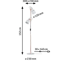 2-lamps vloerlamp Haldar in wit/koper