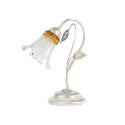 Lancia tafellamp, ivoorkleurig, 1-lamp, ijzer, glas