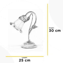 Lancia tafellamp, ivoorkleurig, 1-lamp, ijzer, glas