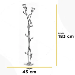 Lancia vloerlamp, ivoorkleurig, 3-lamps, ijzer, glas