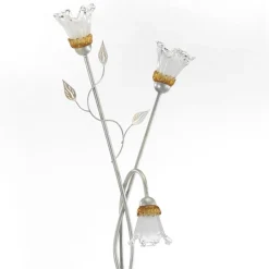 Lancia vloerlamp, ivoorkleurig, 3-lamps, ijzer, glas