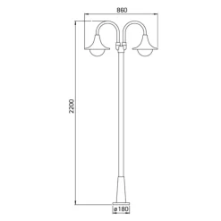 Lantaarnpaal 171, 2-lamps, wit