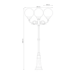 Lantaarnpaal 1144, 3-lamps, zwart/wit