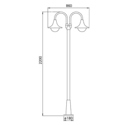 Lantaarnpaal 171, 2-lamps, zwart