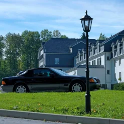 Lantaarnpaal 4147 zwart met kathedraalglas