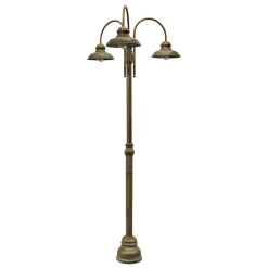 Lantaarnpaal Luca messing antiek koper, 3-lamps.