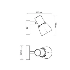 Lava wandspot, breedte 8 cm, antiek koper, metaal