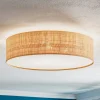 Leano beige ronde plafondlamp van rotan