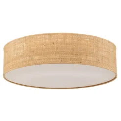 Leano beige ronde plafondlamp van rotan