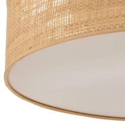 Leano beige ronde plafondlamp van rotan