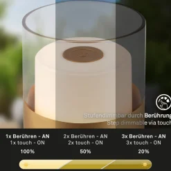 LED accu-tafellamp 7483 IP44 dimmer, goud