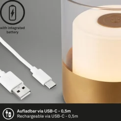 LED accu-tafellamp 7483 IP44 dimmer, goud